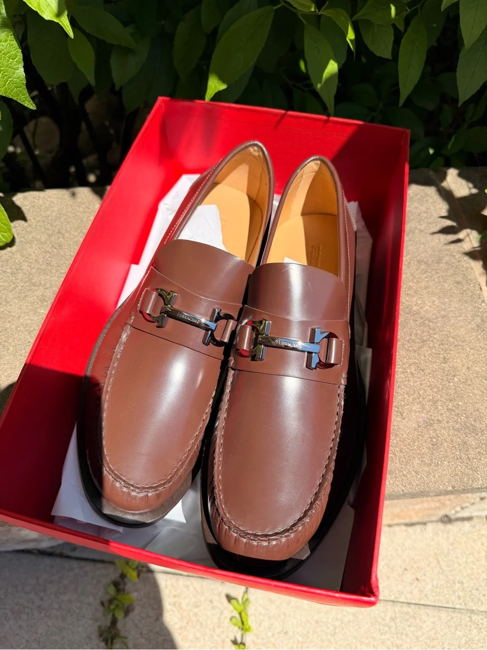 Salvatore Ferragamo‎ Fort Brown Leather Gancini Bit Loafers 11 E (Narrow) Italy